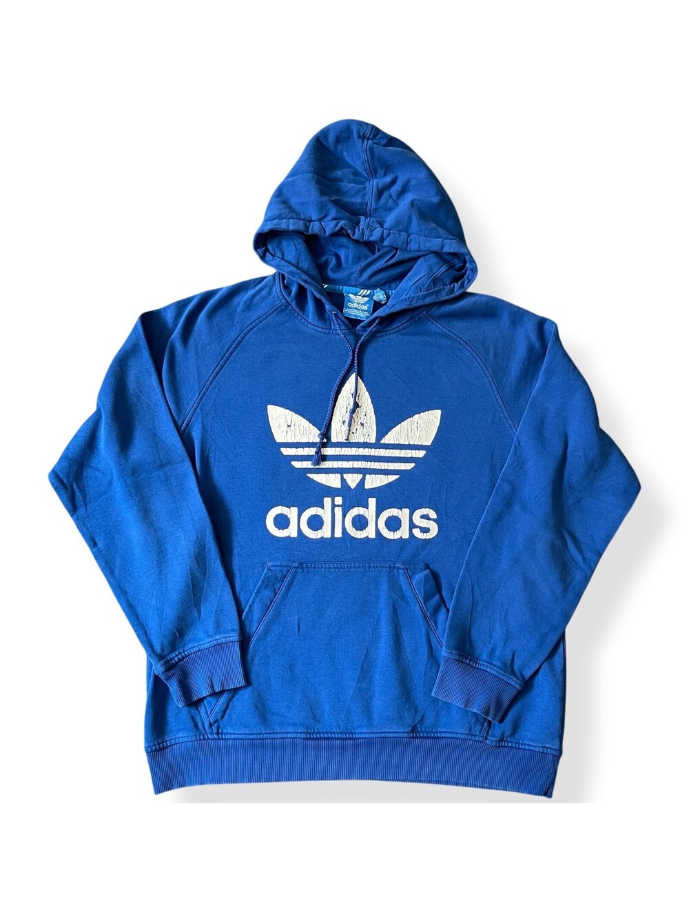 Adidas Mark Hoodie Mens Large Blue Pullover Trefoul Logo Sweatshirt Active